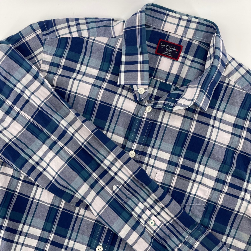 UNTUCKit Slim Fit Plaid Button Down‎ Shirt Long Sleeve Casual Large